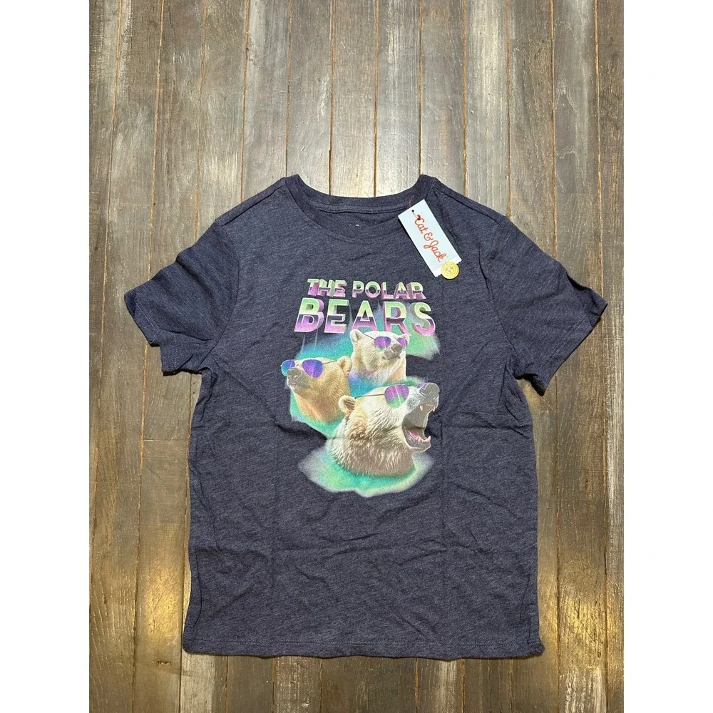 Cat & Jack Kids The Polar Bears Graphic Tee Navy Blue Short Sleeve T-Shirt